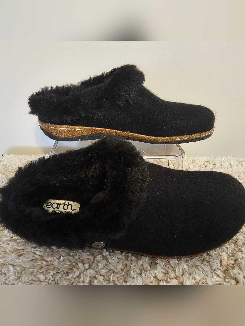 Earth Origins Faux Fur Clogs Size 7.5